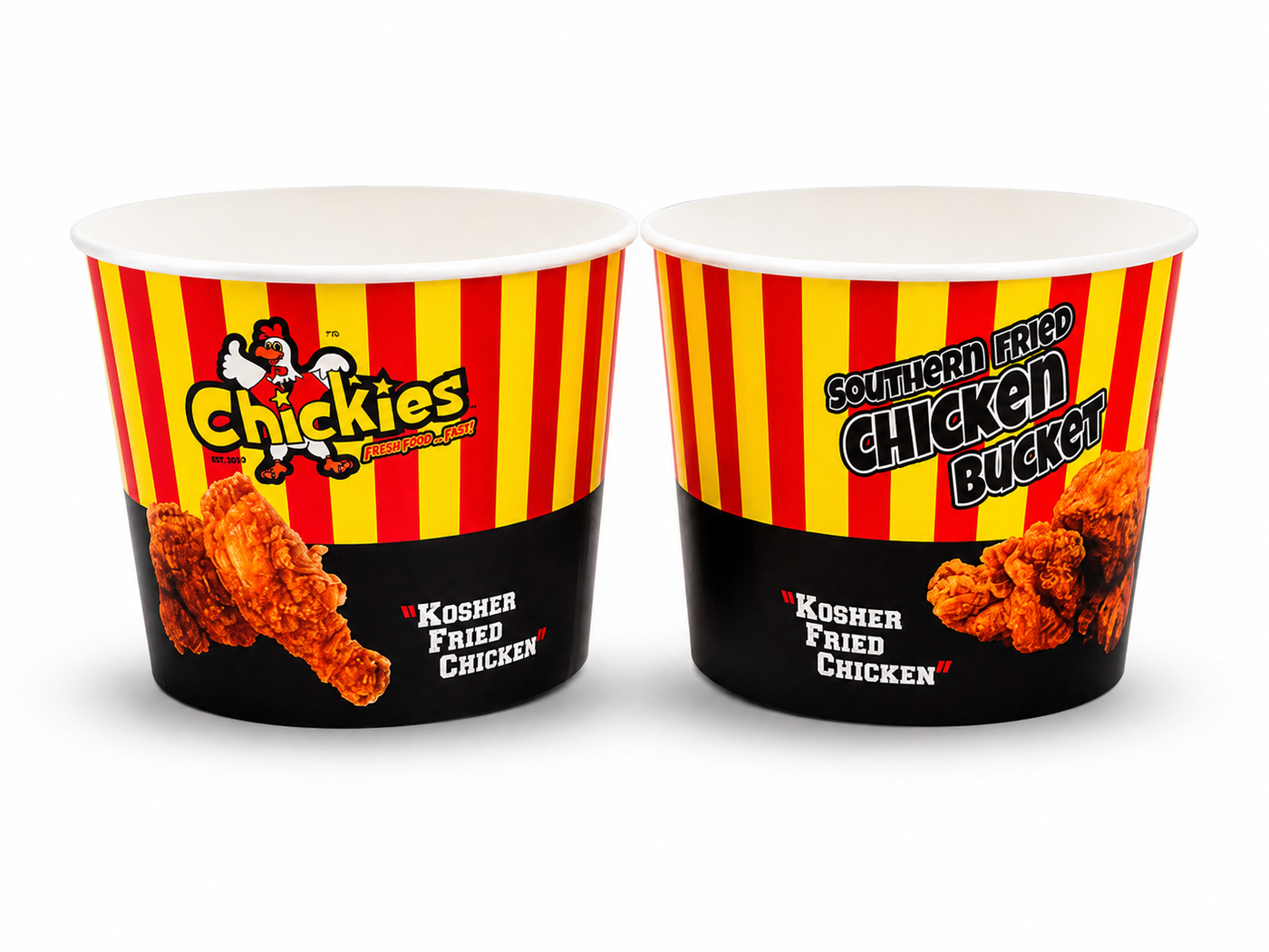 Custom printed branded buckets for a restaurant