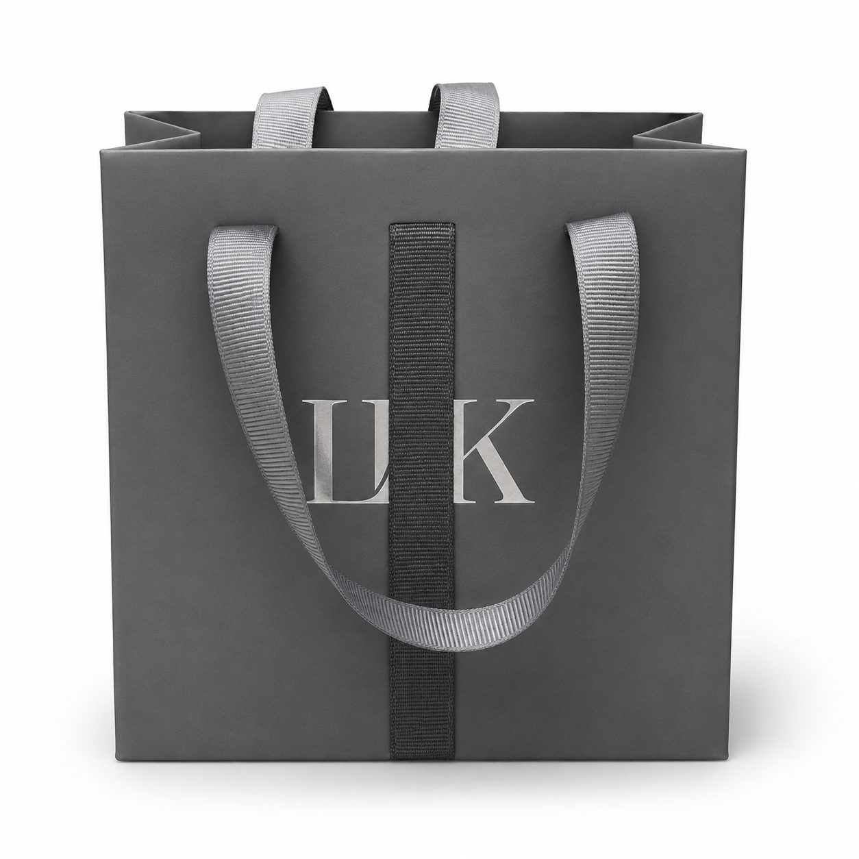 Custom printed luxury paper shopping bag with ribbon handle