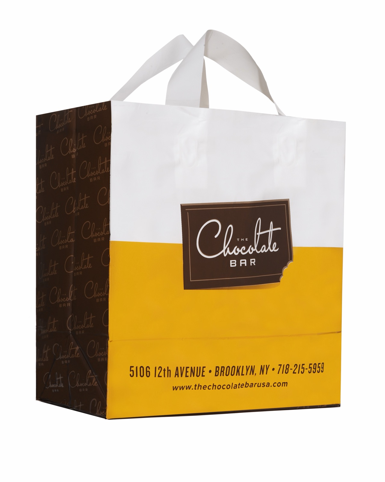 Custom printed plastic bag for a confectionery shop