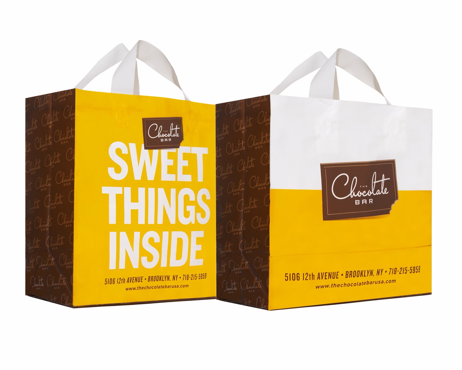 Custom printed plastic bag for a confectionery shop, alternate view