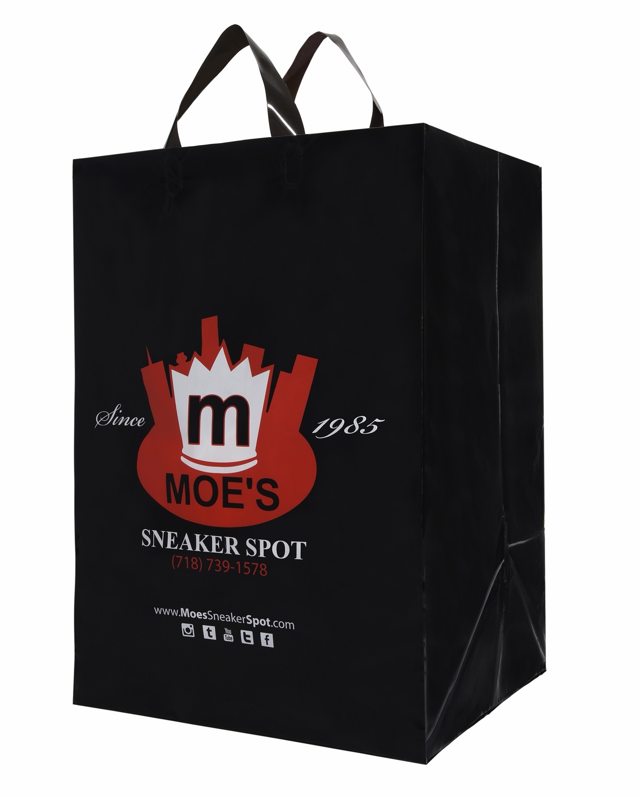 Custom printed black plastic retail bag