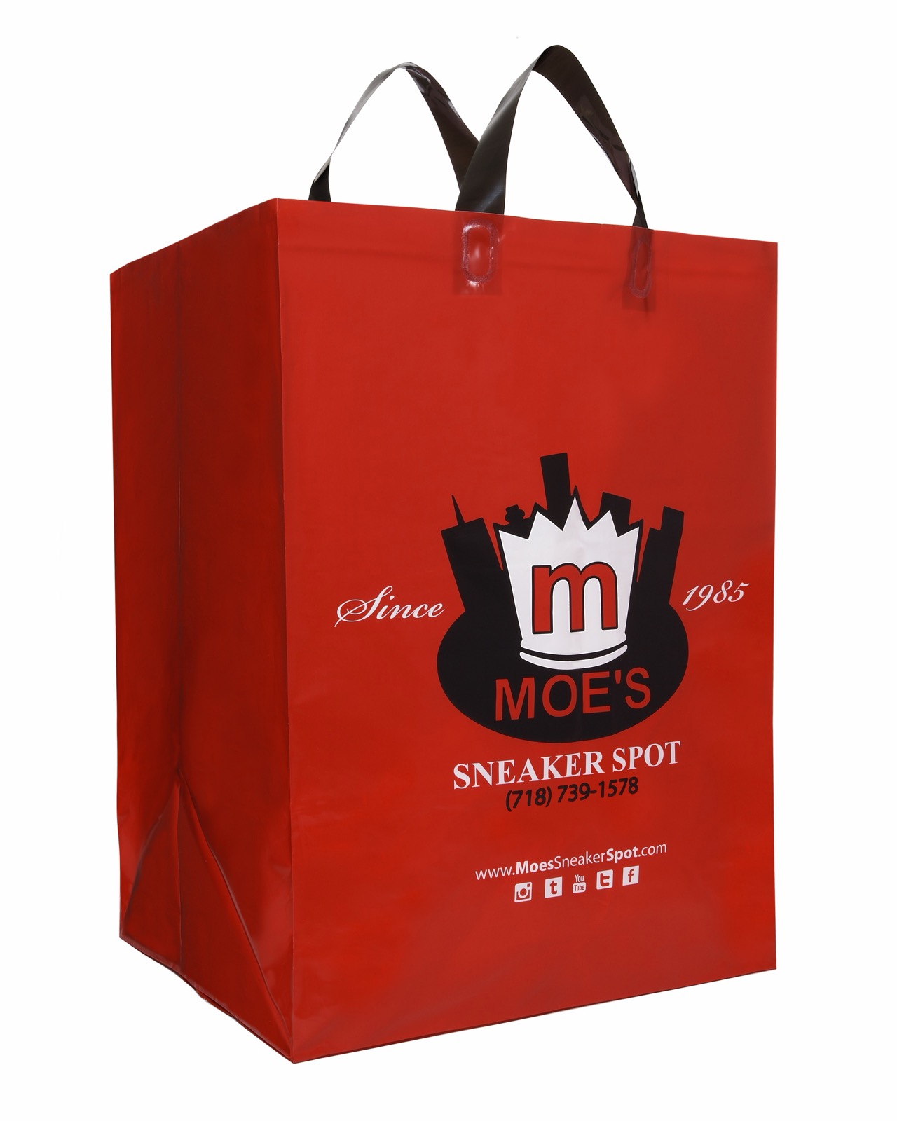 Custom printed red plastic retail bag