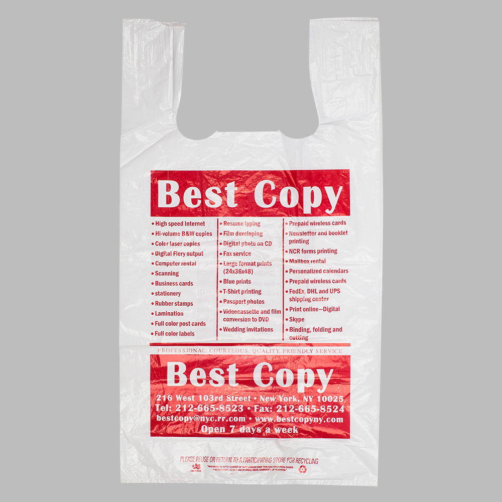 Low-density T-shirt style plastic grocery bag
