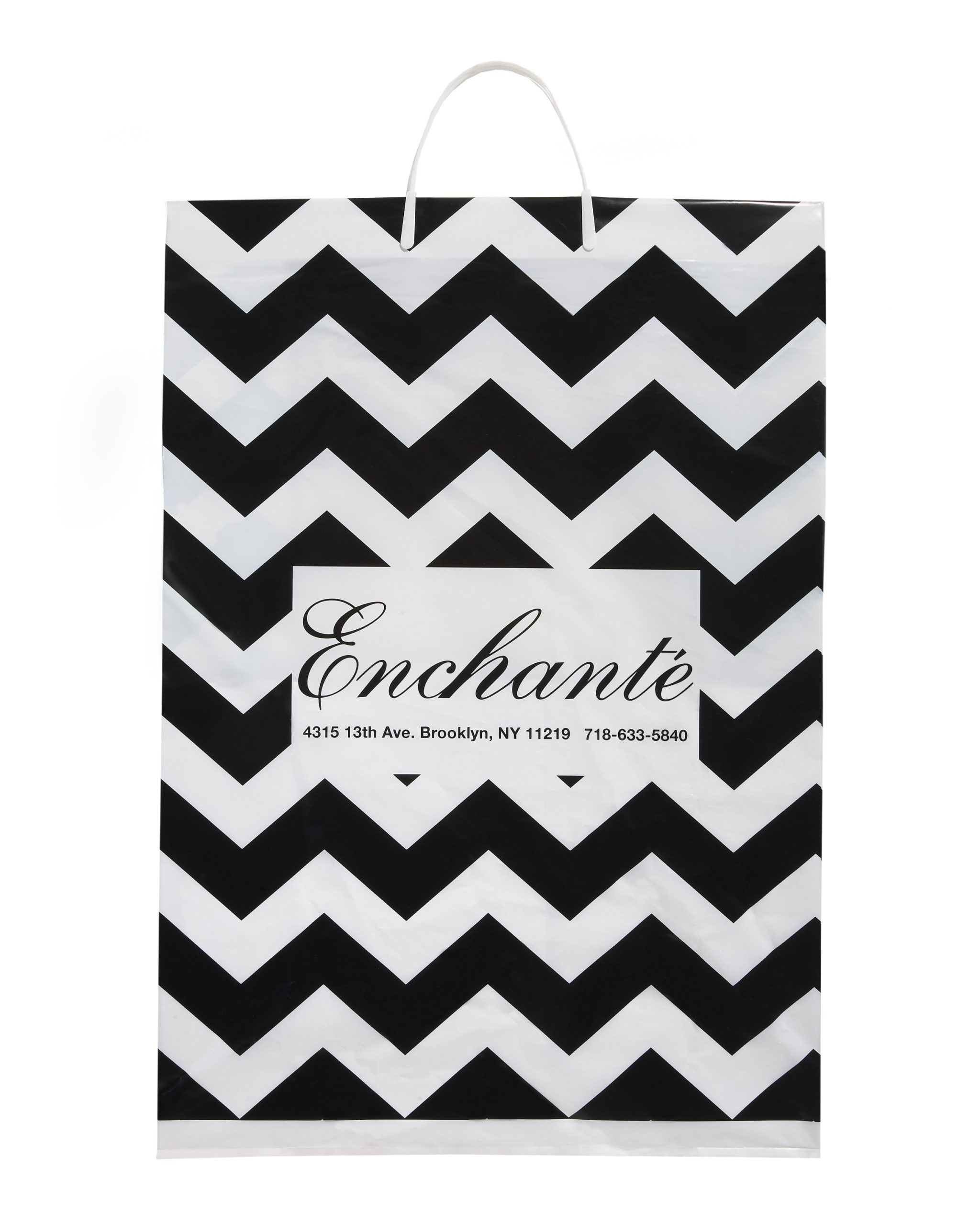 Custom printed paper shopping bag with an all-over chevron pattern