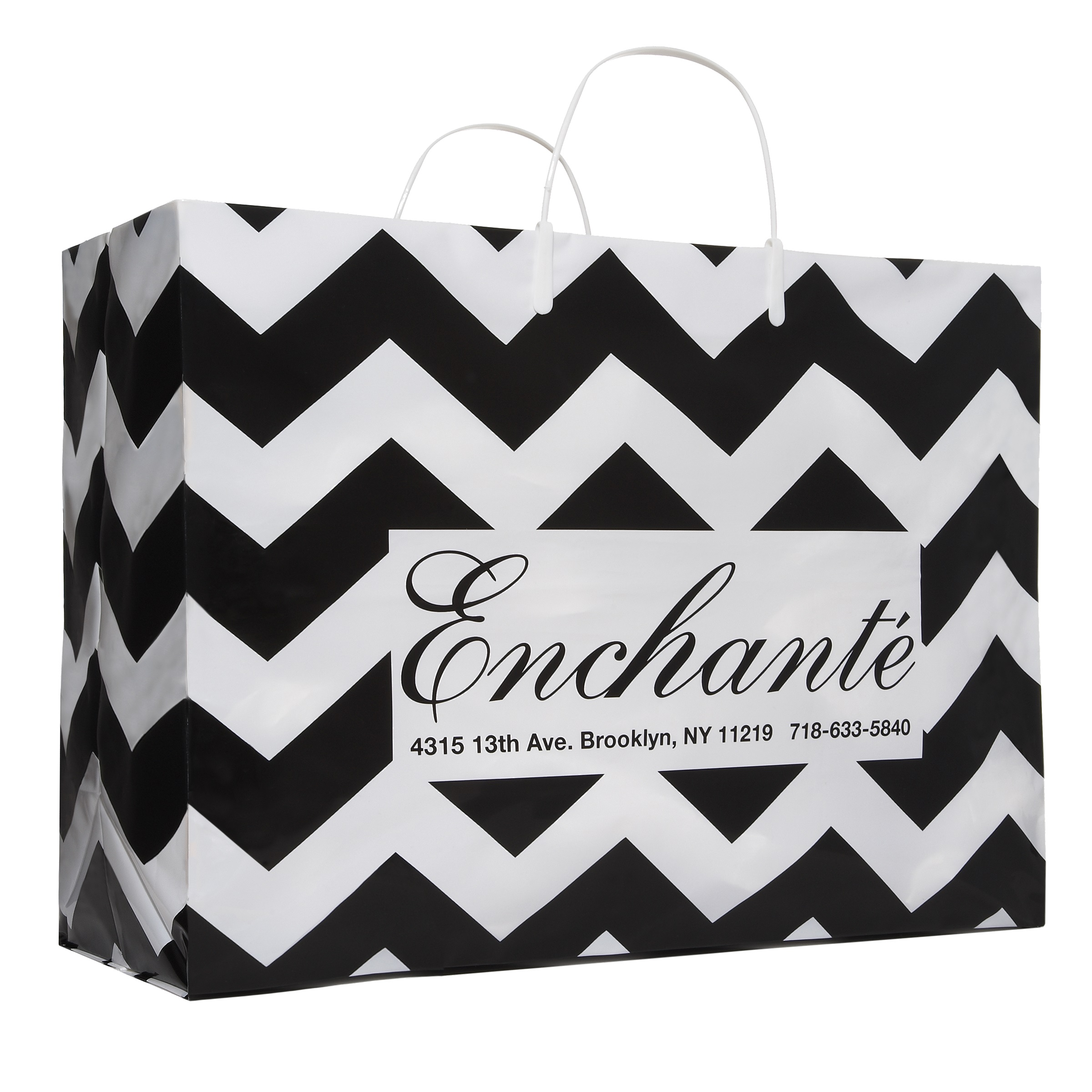 Custom printed packaging with a bold chevron pattern