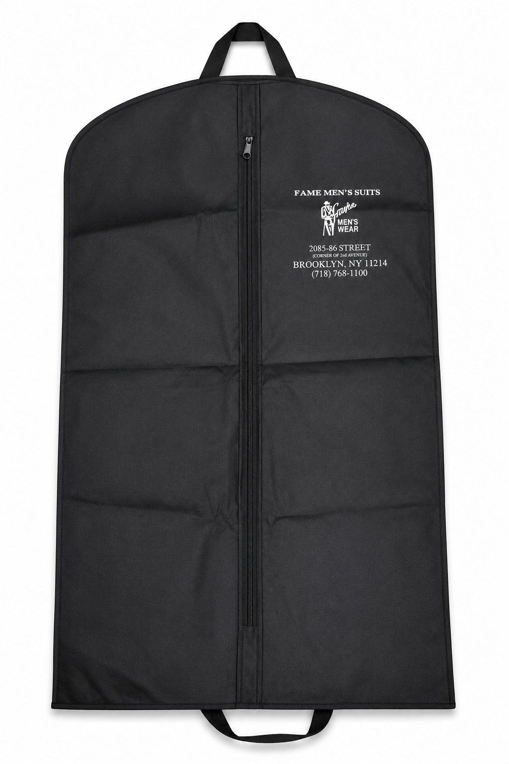 Custom printed garment bag hanging for a fashion brand
