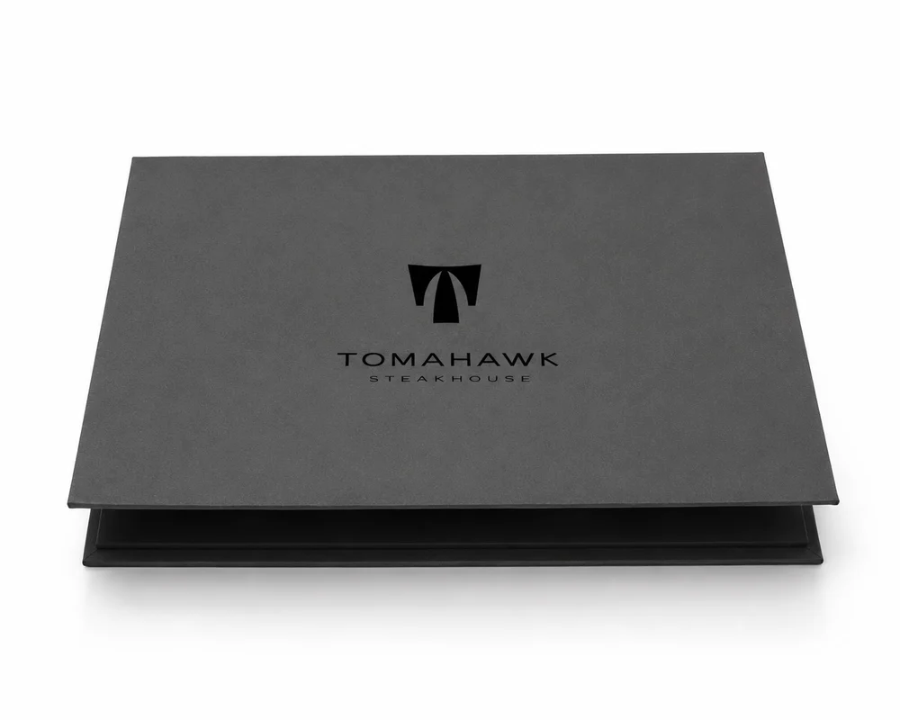 Custom printed presentation box shown open